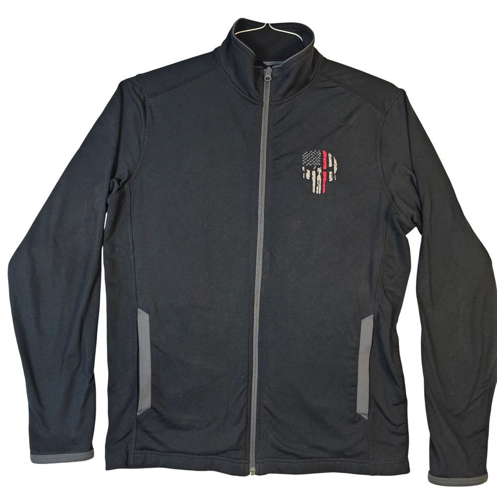 Sport-Tek Mens Small Black Full Zip Punisher Thin Red Line Skull Jacket
